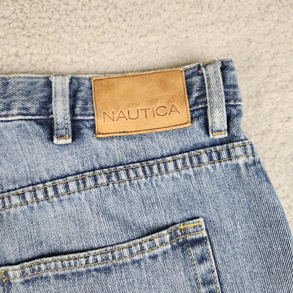 Nautica Jeans Co Y2K Jeans Mens 38x30 Relaxed Straight Blue Distressed